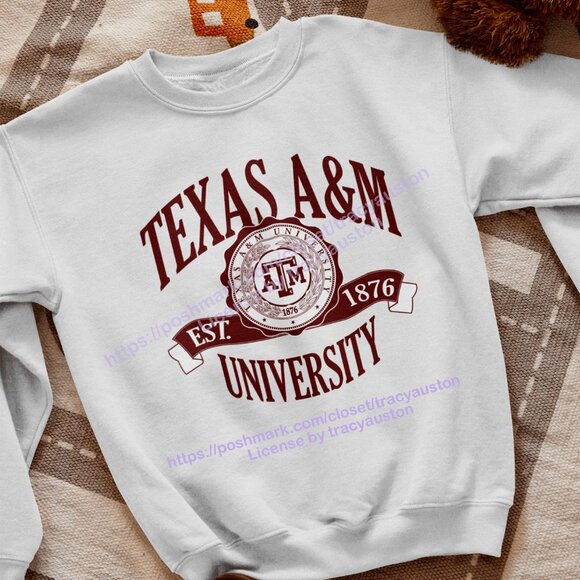 Vintage Texas A&M University Sweatshirt, Texas A&M Aggies Football Shirt Tee - Picture 1 of 2